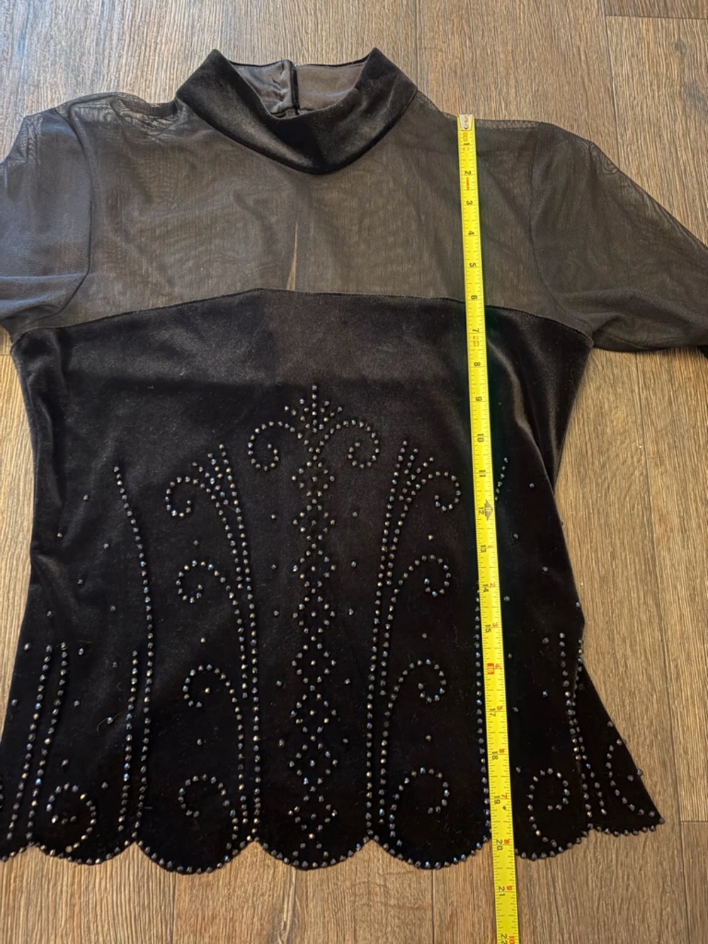 NWT Women’s Black Beaded Velvet Fairy  Sheer Top Flare Sleeves Whimsigoth Size 6 - Picture 7 of 12